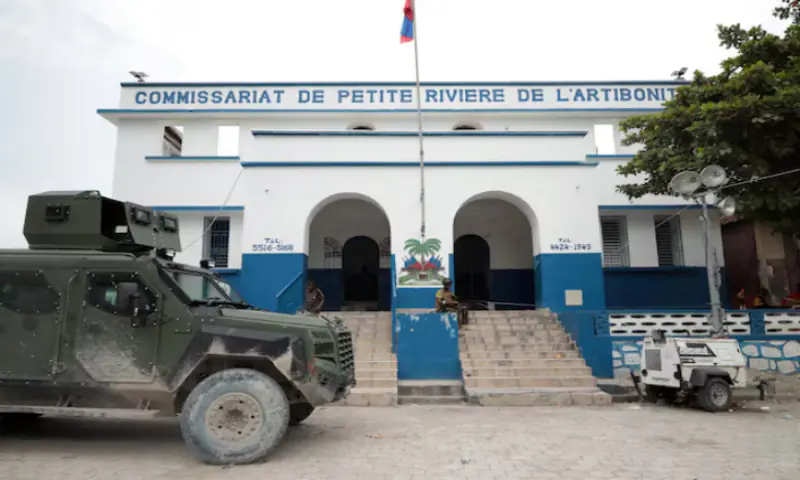 A police vehicle is parked in front of a police station in Artibonite department in central Haiti. – Reuters A police vehicle is parked in front of a police station in Artibonite department in central Haiti. – Reuters