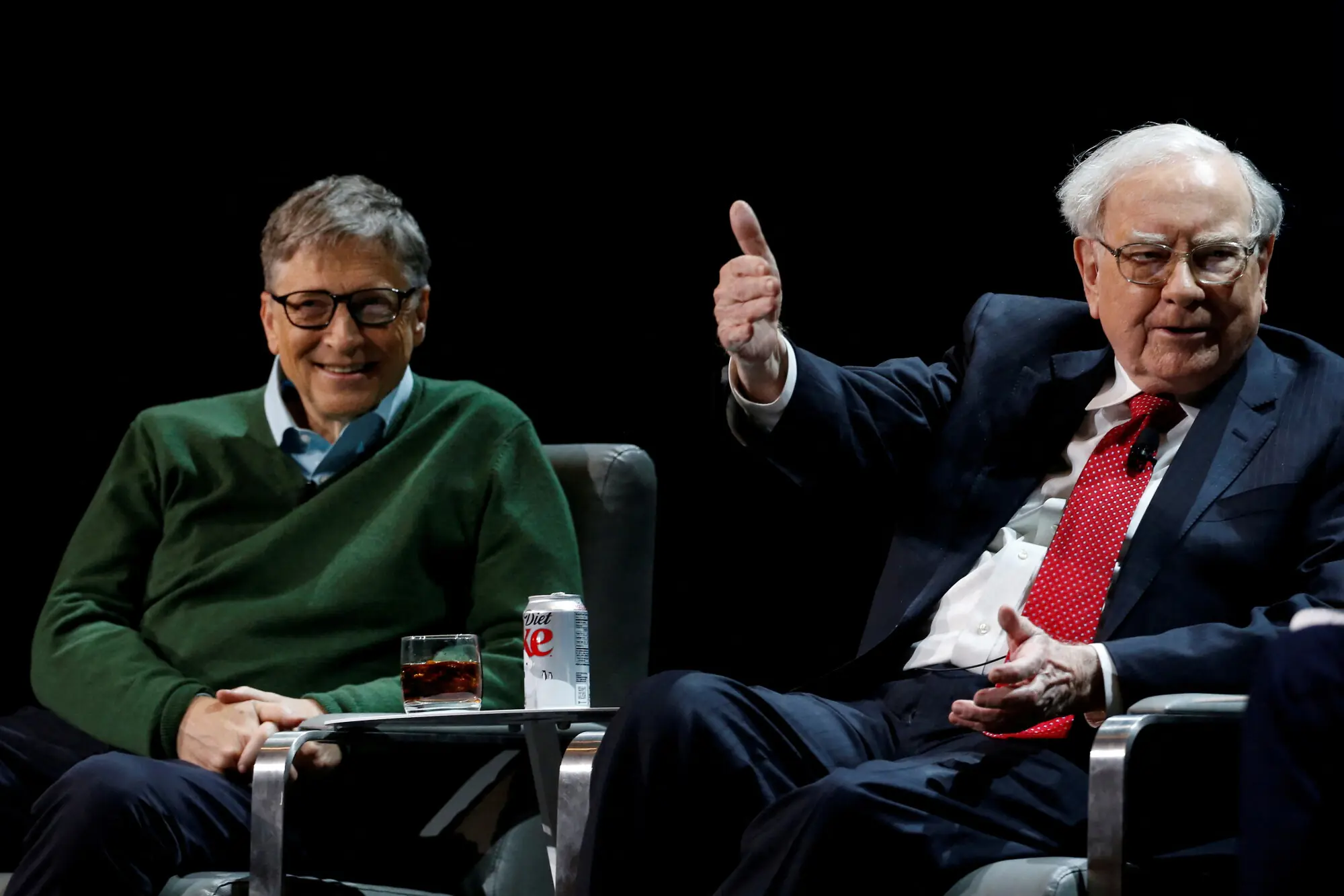 Warren Buffett, chairman and CEO of Berkshire Hathaway, speaks while Bill Gates looks on at Columbia University in New York, U.S. &ndash; Reuters file
