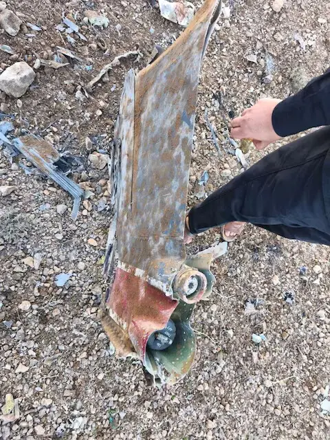 The Iranian state media said to show fragments of a downed US jet in this picture said to be taken in central Iran. &ndash; Reuters