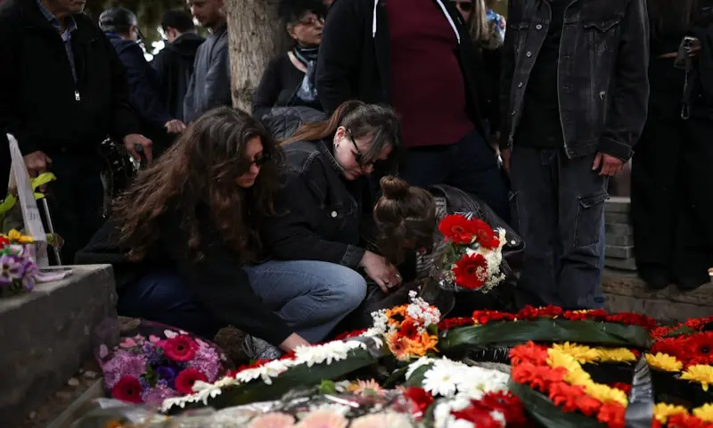 Funeral of a family killed in an Iranian strike, in Israeli city of Haifa. &ndash; Reuters