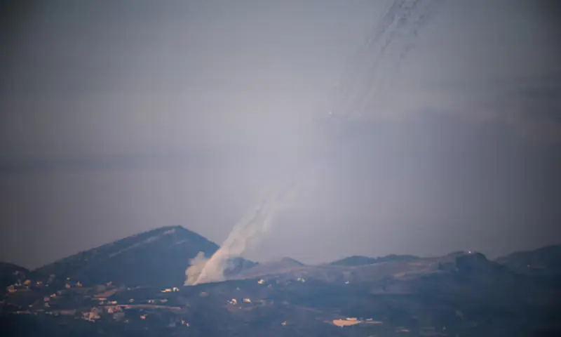 Rockets being launched from Lebanon towards Israel as seen from the Israeli side of the border with Lebanon. &ndash; Reuters