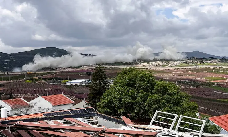 Smoke of an explosion is seen at Kafr Kila following Israel army activity across the border between Israel and Lebanon. &ndash; Reuters
