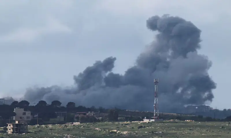 Smoke rises from Lebanon following a strike, as seen from the Israeli side of the border. &ndash; Reuters