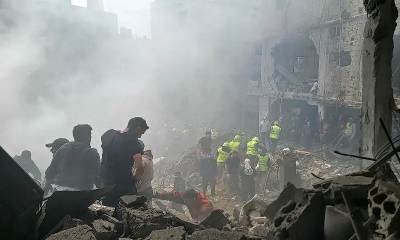 First responders search for survivors at the site of an Israeli strike in the Jnah neighbourhood of Beirut on April 5, 2026. AFP file First responders search for survivors at the site of an Israeli strike in the Jnah neighbourhood of Beirut on April 5, 2026. AFP file
