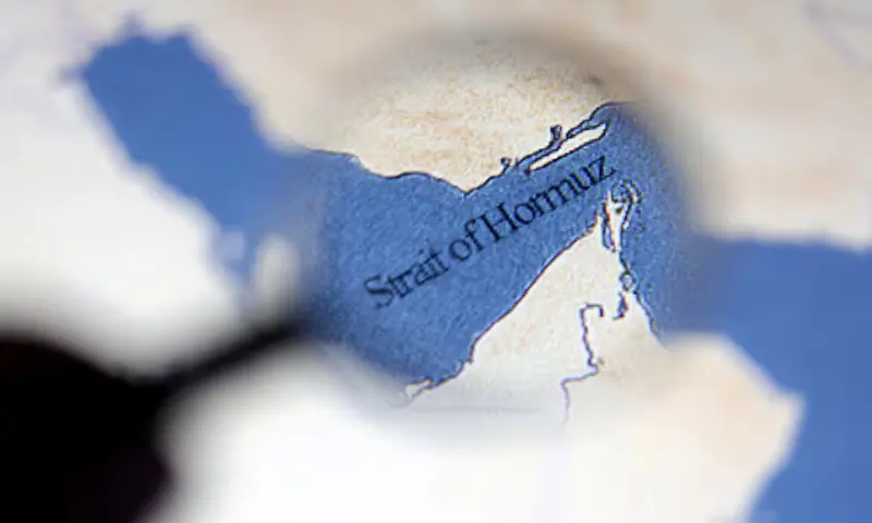 A map showing the Strait of Hormuz is seen in this illustration. &ndash; Reuters