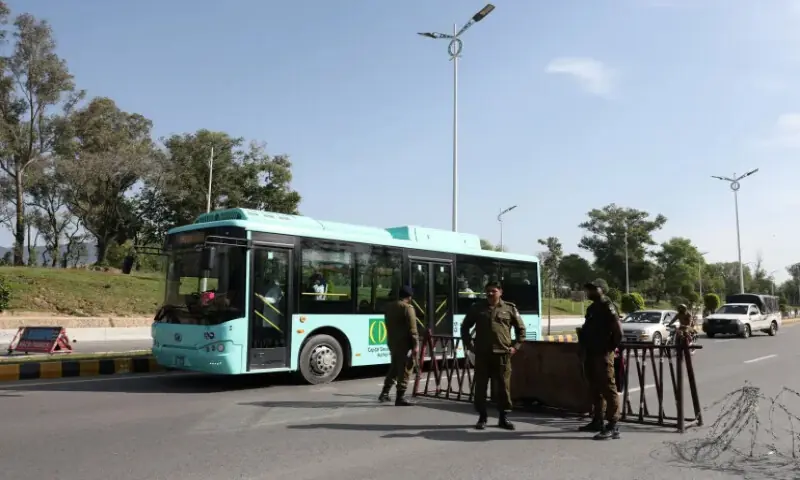 A security checkpoint in Islamabad. &ndash; Reuters