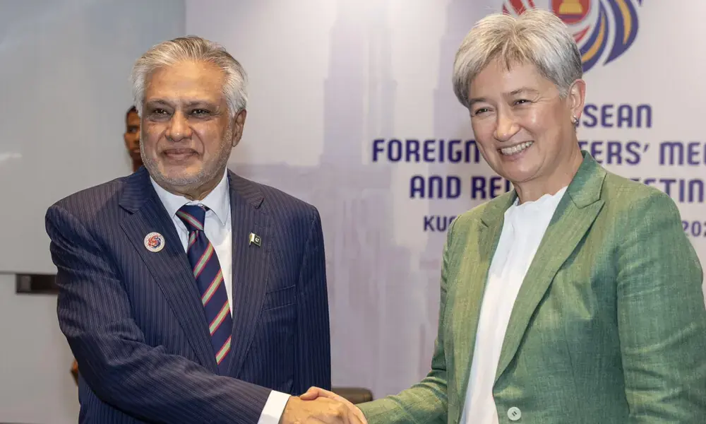 Deputy Prime Minister Ishaq Dar and Australian Foreign Minister Penny Wong.