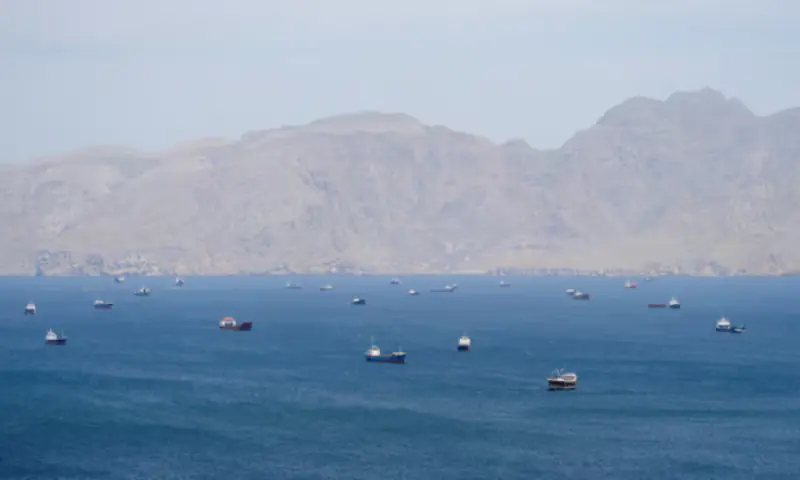 Vessels in the Strait of Hormuz, Musandam, Oman. -- Reuters