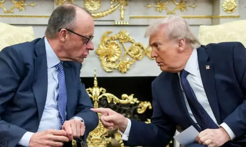 US President Donald Trump and German Chancellor Friedrich Merz. -- Reuters