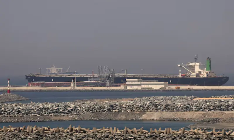A cargo ship docked at the Port of Fujairah, United Arab Emirates. -- Reuters