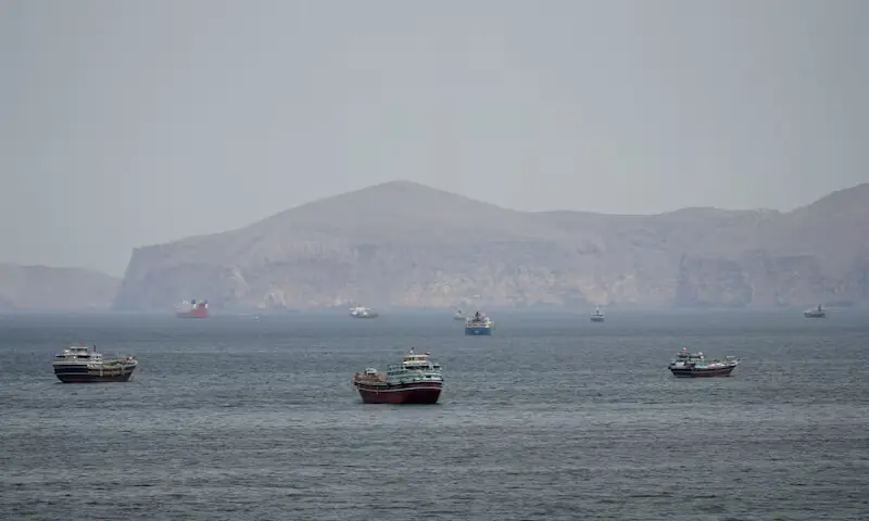 Ships and boats in the Strait of Hormuz as seen from Musandam, Oman. -- Reuters