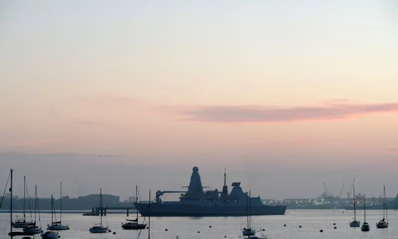 The HMS Dragon during ammunitioning operations at Upper Harbour Ammunitioning Facility in Portsmouth Harbouron March 4, 2026. Reuters file