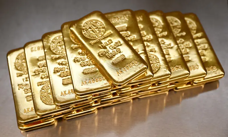 Gold bars. -- Reuters file