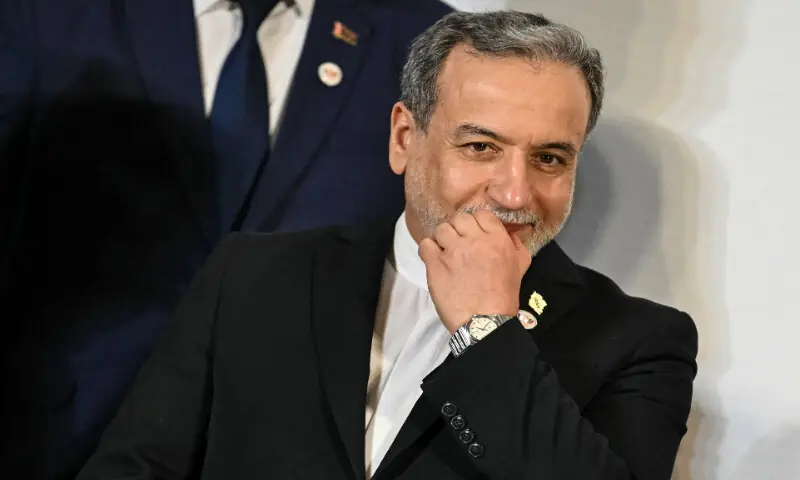 Iran's Foreign Minister Abbas Araghchi gestures as he arrives for a group photograph during the BRICS Foreign Ministers’ meeting at the Bharat Mandapam in New Delhi on May 14, 2026. AFP Iran's Foreign Minister Abbas Araghchi gestures as he arrives for a group photograph during the BRICS Foreign Ministers’ meeting at the Bharat Mandapam in New Delhi on May 14, 2026. AFP