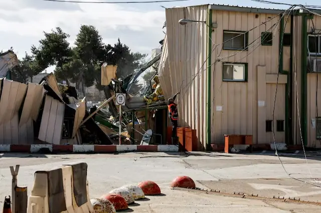 The Jerusalem headquarters of the United Nations Relief and Works Agency for Palestine Refugees (UNRWA) as the headquarters is dismantled by Israeli forces in East Jerusalem. -- Reuters