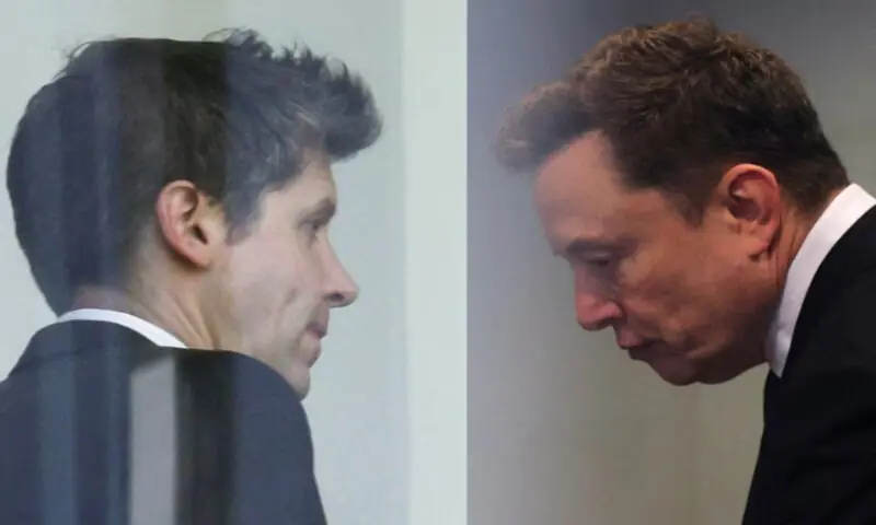 A combination image shows OpenAI CEO Sam Altman and Elon Musk during the trial. -- Reuters