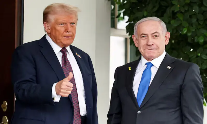 US President Donald Trump and Israeli leader Benjamin Netanyahu. -- Reuters file