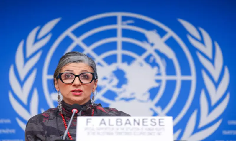 Francesca Albanese, UN special rapporteur on human rights in the Palestinian territories, attends a news conference during the Human Rights Council at the United Nations in Geneva, Switzerland. -- Reuters