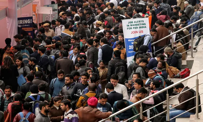 Job seekers attend a job fair in New Delhi, India, on January 21, 2019. Reuters file