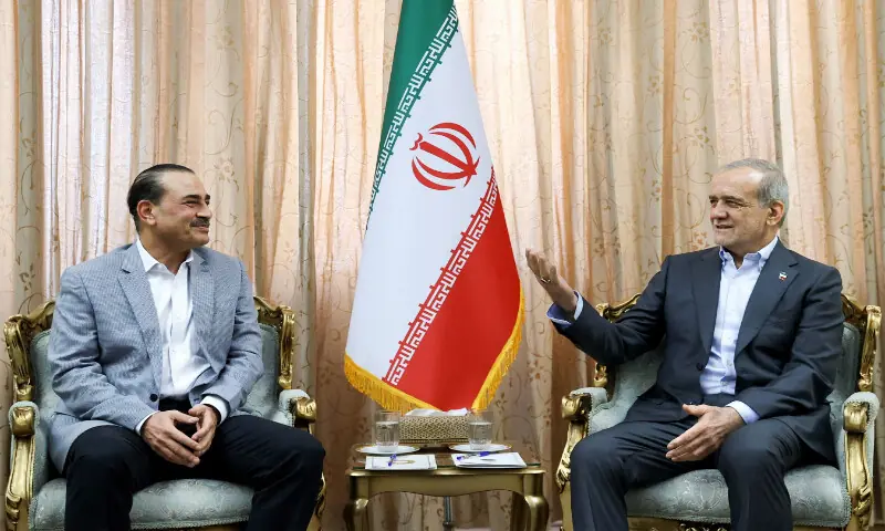 Field Marshal Syed Asim Munir meets Iranian President Dr Masoud Pezeshkian in Tehran. AFP Field Marshal Syed Asim Munir meets Iranian President Dr Masoud Pezeshkian in Tehran. AFP