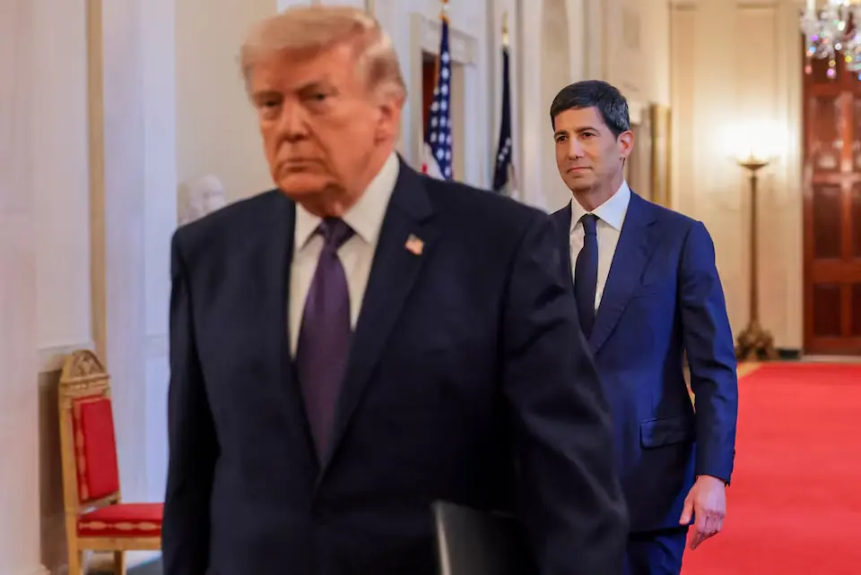 US President Donald Trump with incoming Federal Reserve Chair Kevin Warsh. -- Reuters