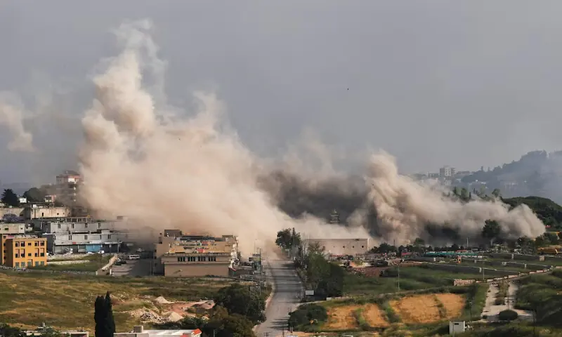 Smoke billows following an Israeli strike in Nabatieh, Lebanon, on May 26, 2026. Reuters