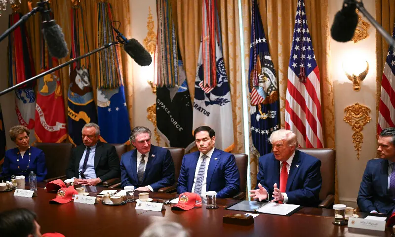 US President Donald Trump speaks during a cabinet meeting in the Cabinet Room of the White House in Washington, DC, on May 27, 2026. AFP