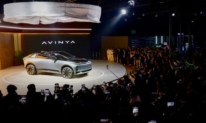 The new Tata Avinya concept electric vehicle (EV) is presented during India's five-day auto show in New Delhi, India. -- Reuters