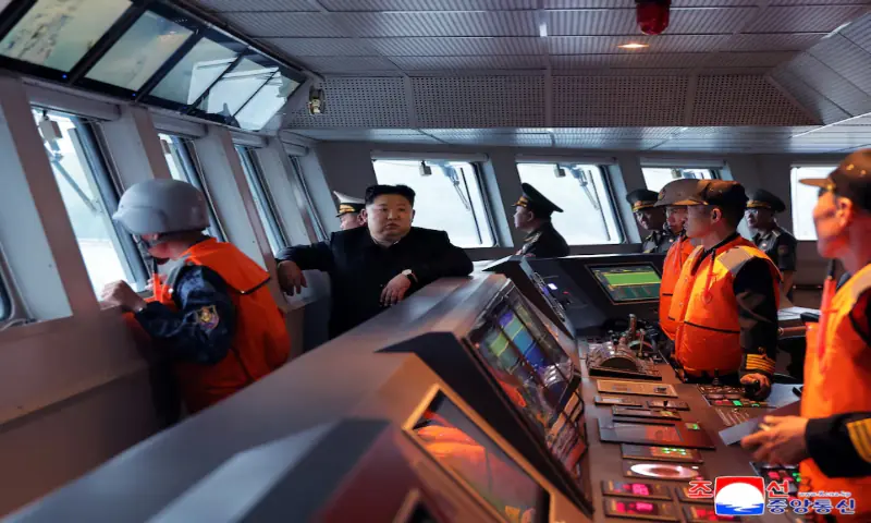 North Korean leader Kim Jong Un visits the naval vessel Kang Kon to supervise its navigation test in an undisclosed location, in this picture released by North Korea's official Korean Central News Agency. -- Reuters
