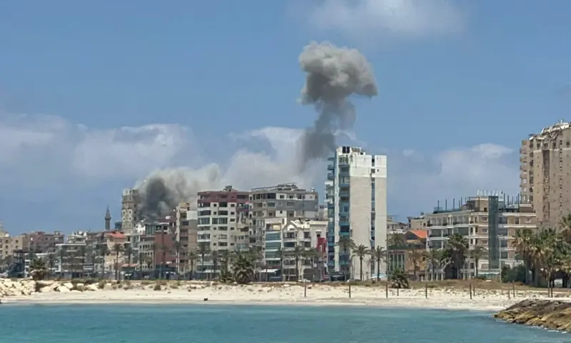 Smoke billows following an Israeli strike in Tyre, Lebanon. -- Reuters