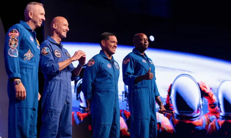 Astronauts Randy Bresnik, Luca Parmitano, Frank Rubio and Andre Douglas are unveiled as the NASA Artemis III mission crew. -- Reuters Astronauts Randy Bresnik, Luca Parmitano, Frank Rubio and Andre Douglas are unveiled as the NASA Artemis III mission crew. -- Reuters