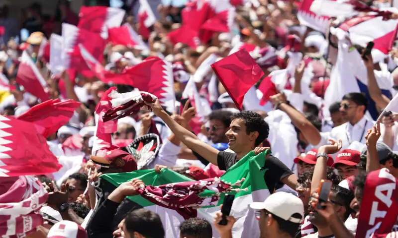 Qatar fans celebrate after Boualem Khoukhi scores Qatar's first goal against Switzerland in a World Cup clash in San Francisco Bay Area Stadium, Santa Clara, California, US.-- Reuters Qatar fans celebrate after Boualem Khoukhi scores Qatar's first goal against Switzerland in a World Cup clash in San Francisco Bay Area Stadium, Santa Clara, California, US.-- Reuters