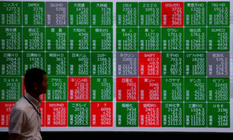 A man walks past a stock quotation board showing the Nikkei stock prices outside a brokerage in Tokyo, Japan. -- Reuters A man walks past a stock quotation board showing the Nikkei stock prices outside a brokerage in Tokyo, Japan. -- Reuters