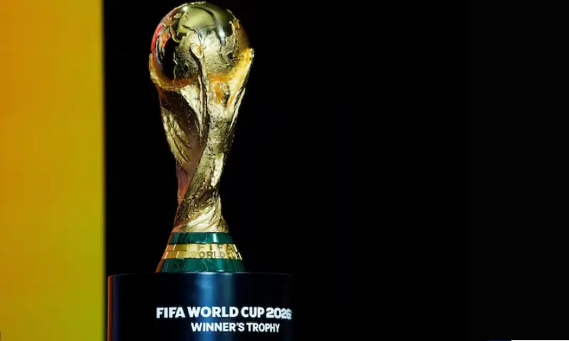 The FIFA World Cup 2026 trophy was displayed during a press event organised by Global Citizen and FIFA to announce the FIFA World Cup Final Halftime Show in New York City, US. - Reuters