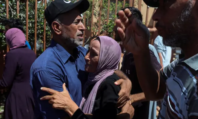 Palestinians mourn loved ones at Nasser hospital following an Israeli strike on a police station in Khan Younis in the southern Gaza Strip. -- Reuters Palestinians mourn loved ones at Nasser hospital following an Israeli strike on a police station in Khan Younis in the southern Gaza Strip. -- Reuters