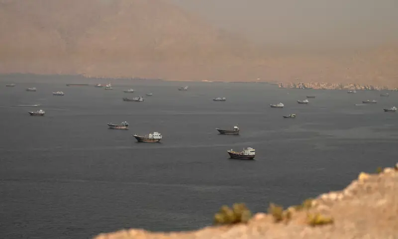 Vessels at the Strait of Hormuz as seen from Musandam, Oman. -- Reuters
