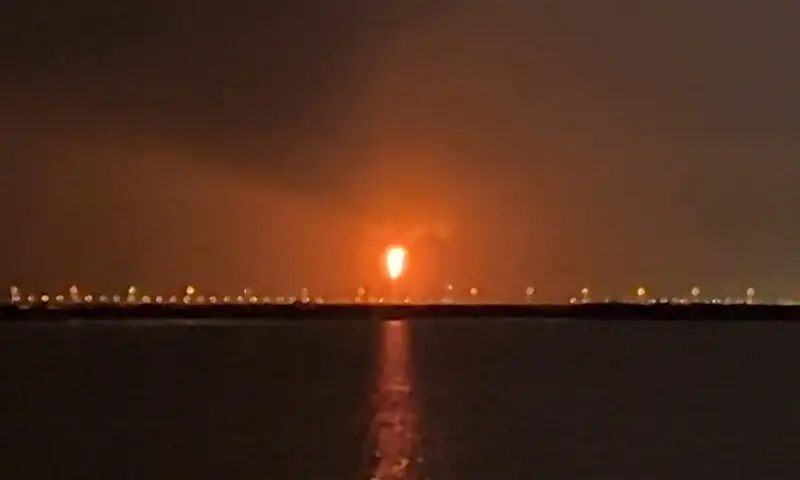 This frame grab from AFPTV video footage on June 21, 2026, shows an explosion at Qatar's Ras Laffan industrial zone, home to the world's largest liquefied natural gas hub, as the result of a "technical incident", the interior ministry says. AFP