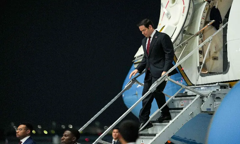 US Secretary of State Marco Rubio disembarks his aircraft upon arrival at al-Bateen Executive Airport in Abu Dhabi on June 23, 2026, on the first stop of a tour of Gulf states aimed at showing solidarity with key allies hit hard by the Middle East war. AFP US Secretary of State Marco Rubio disembarks his aircraft upon arrival at al-Bateen Executive Airport in Abu Dhabi on June 23, 2026, on the first stop of a tour of Gulf states aimed at showing solidarity with key allies hit hard by the Middle East war. AFP