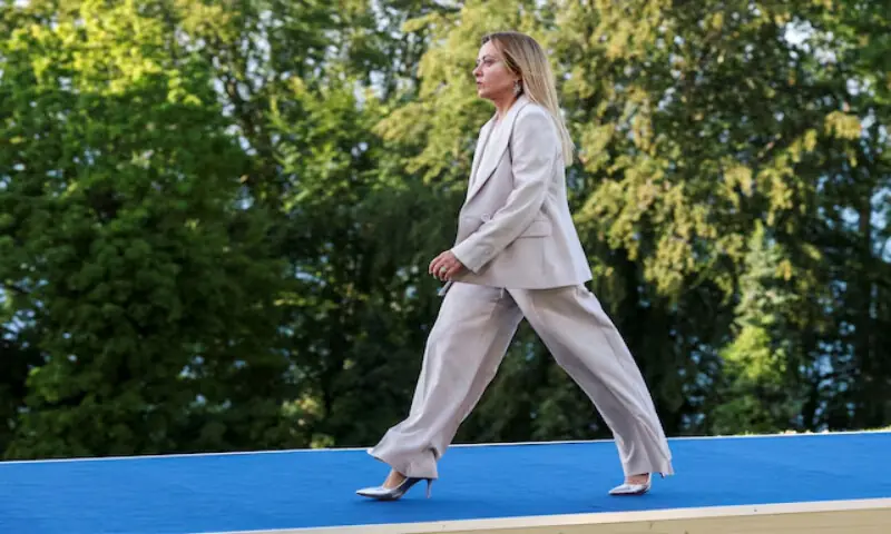 Italy's Prime Minister Giorgia Meloni walks during the G7 summit in Evian-les-Bains, France, on June 15, 2026. Reuters file Italy's Prime Minister Giorgia Meloni walks during the G7 summit in Evian-les-Bains, France, on June 15, 2026. Reuters file