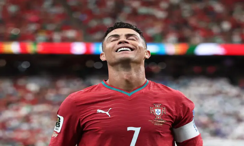 Portugal's Cristiano Ronaldo celebrates scoring after scoring a goal. -- Reuters