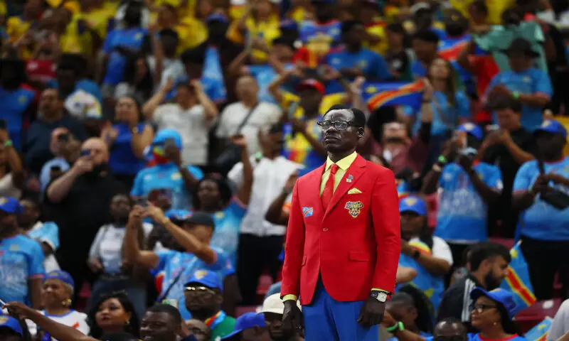 DR Congo fan Michel Nkuka Mboladinga before the match. -- Reuters
