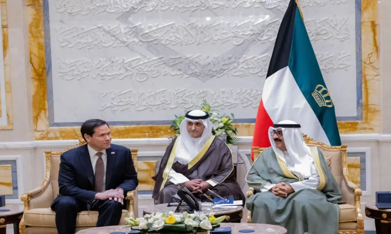 This hand out photo provided by the Kuwait's news agency KUNA on June 24, 2026 shows the Emir of Kuwait Sheikh Meshal al-Ahmad al-Jaber al-Sabah (right) receiving the US Secretary of State Marco Rubio at Bayan Palace in Kuwait City. AFP This hand out photo provided by the Kuwait's news agency KUNA on June 24, 2026 shows the Emir of Kuwait Sheikh Meshal al-Ahmad al-Jaber al-Sabah (right) receiving the US Secretary of State Marco Rubio at Bayan Palace in Kuwait City. AFP
