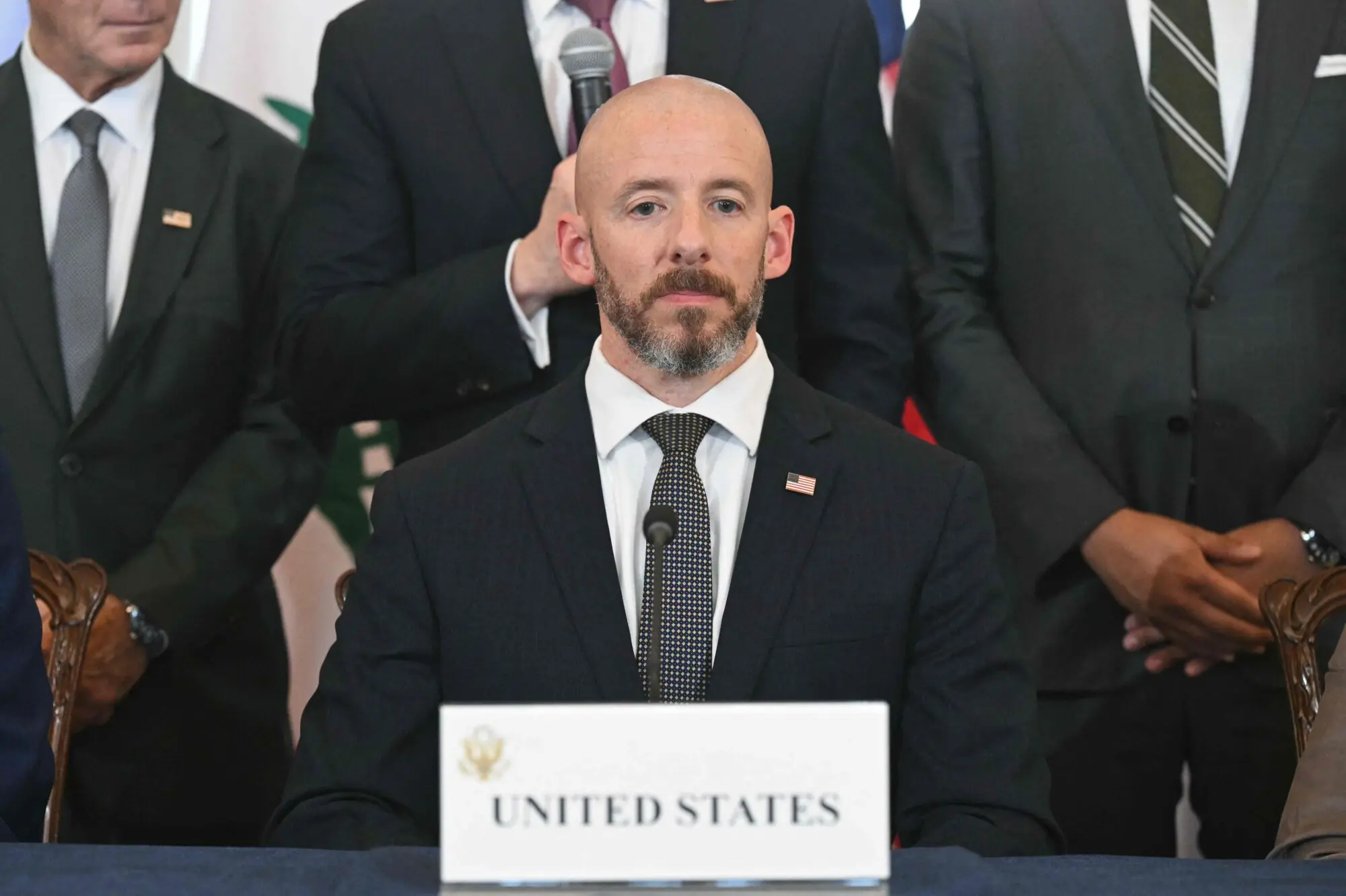 US State Department Chief of Staff Daniel Holler looks on during a signing ceremony between the US, Israel and Lebanon at the US Department of State in Washington, DC, on June 26, 2026. AFP
