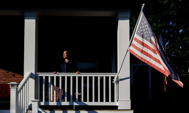Tabitha Dell'Angelo, a former Democratic member of the Central Bucks School District Board of Directors, poses for a portrait in Doylestown, Pennsylvania, US. -- Reuters