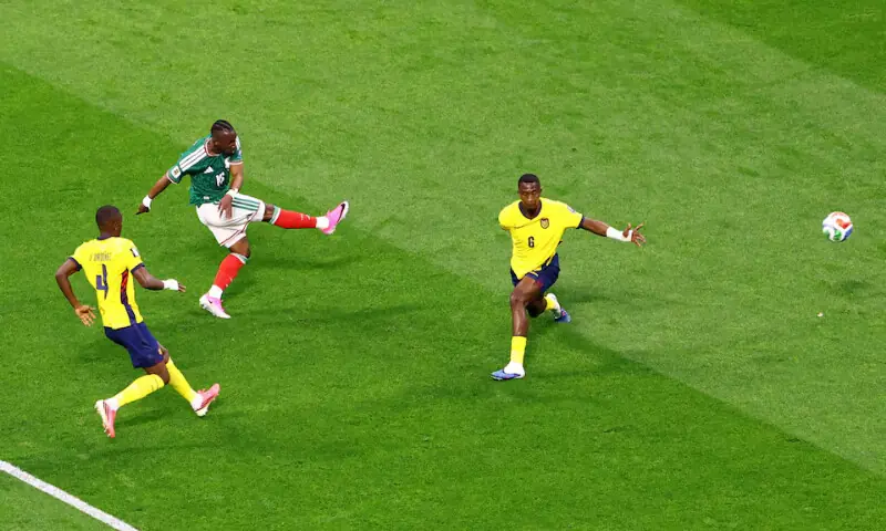Mexico's Julian Quinones scores their first goal. -- Reuters