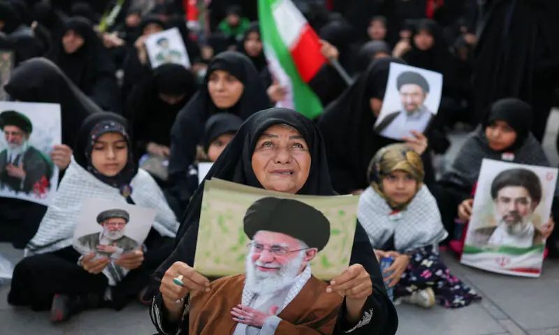 People gather to pay their respects to late Supreme Leader Ayatollah Ali Khamenei in Tehran, Iran. -- Reuters