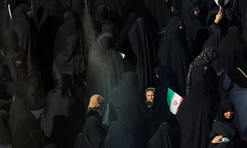 People attend a funeral event to pay their respects to late Supreme Leader Ayatollah Ali Khamenei in Tehran, Iran. -- Reuters
