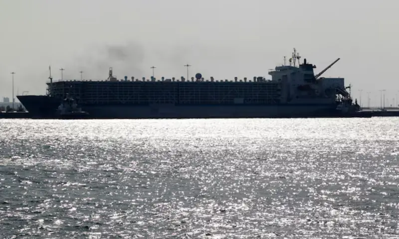A ship docks at Hamad port in Doha, Qatar. -- Reuters