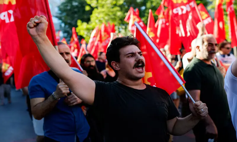 A man shouts slogans during a protest, ahead of NATO leaders' summit, in Istanbul, Turkey. -- Reuters A man shouts slogans during a protest, ahead of NATO leaders' summit, in Istanbul, Turkey. -- Reuters