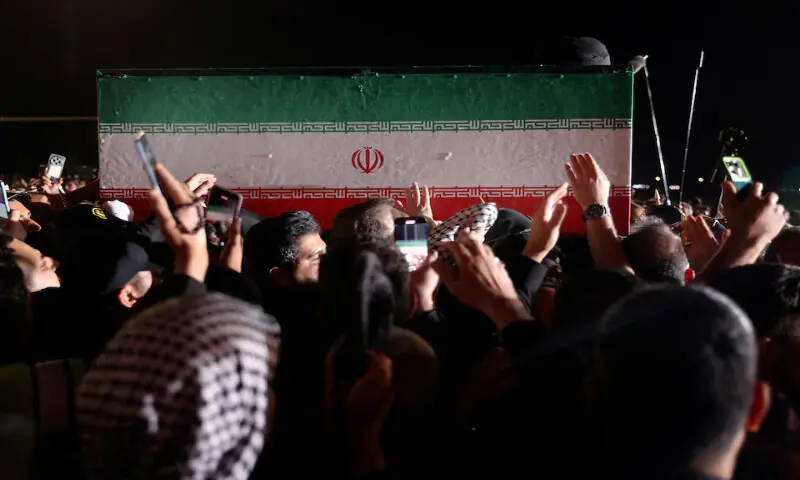 The casket of Iran’s late Supreme Leader Ayatollah Ali Khamenei is carried after arriving aboard a Mahan Air aircraft at Najaf International Airport in Najaf, Iraq. -- Reuters The casket of Iran’s late Supreme Leader Ayatollah Ali Khamenei is carried after arriving aboard a Mahan Air aircraft at Najaf International Airport in Najaf, Iraq. -- Reuters